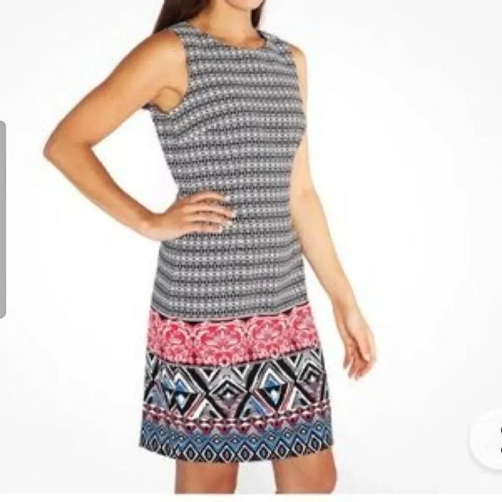 Mario Serrani Abstract Geometric Shift Dress